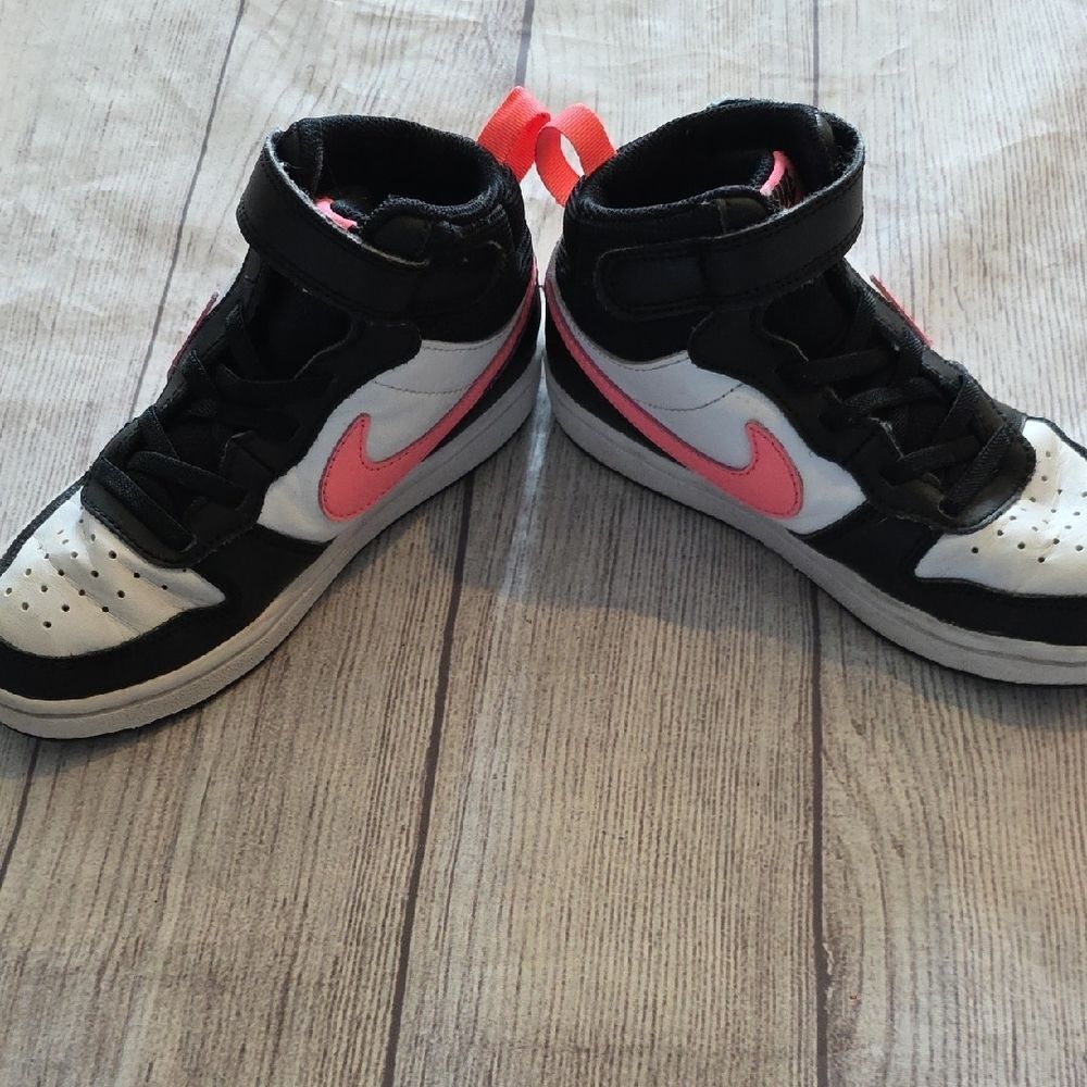 Nike Kids' Black and Pink High-Top Sneakers - Picture 7 of 8